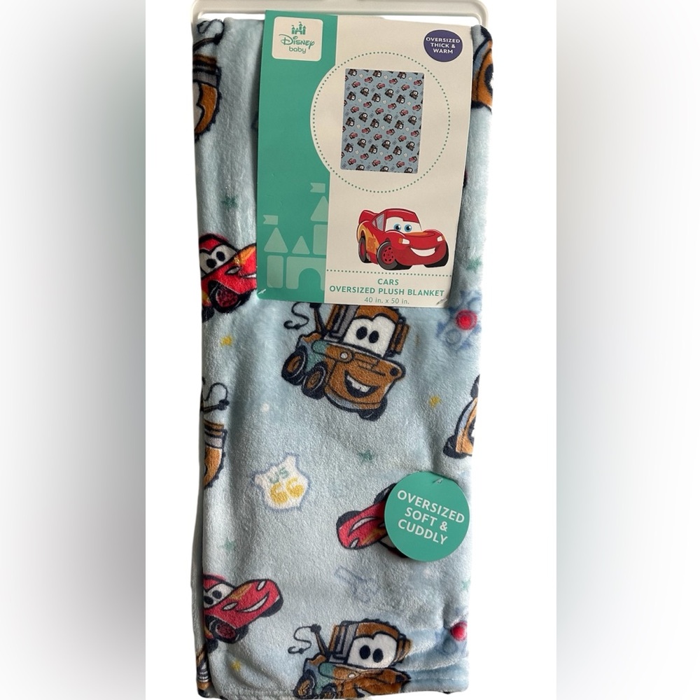 Disney Cars Toddler Plush Blanket Oversized 40x50 Lightning McQueen Mater NWT